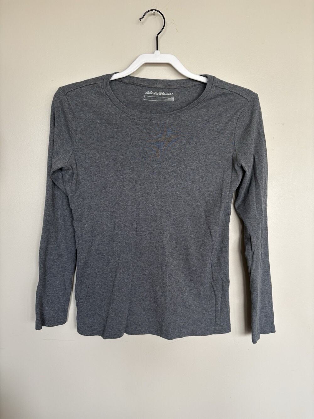 Eddie Bauer Women's Long Sleeve T-Shirt Grey Size Medium Basic Casual Top Cotton